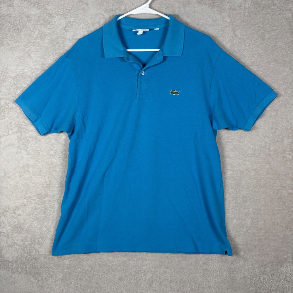 Lacoste Polo Shirt Mens XL Blue Classic Fit Short Sleeve Cotton Pique Croc Logo